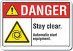 Stay Clear Danger Sign 10x14in Plastic