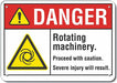 Alum Rotating Mach. Danger Sign 10x14in