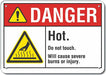 Alum Hot Surface Danger Sign 10x14in