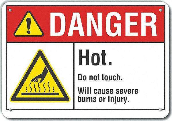Rflct Hot Surface Danger Sign 10x14in