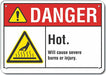 Rflctv Hot Surface Danger Sign 10x14in