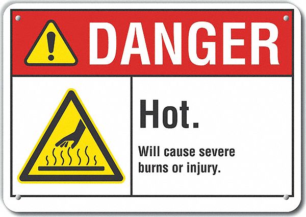 Rflctv Hot Surface Danger Sign 10x14in