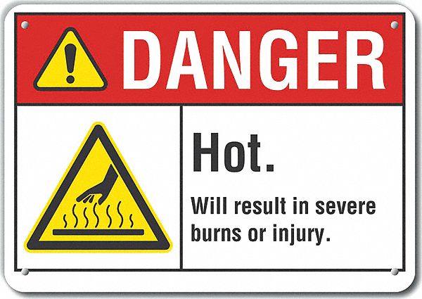 Rflct Hot Surface Danger Sign 7x10in