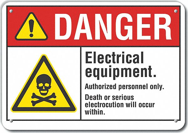 Alum Elect Equipment Danger Sign 7x10in