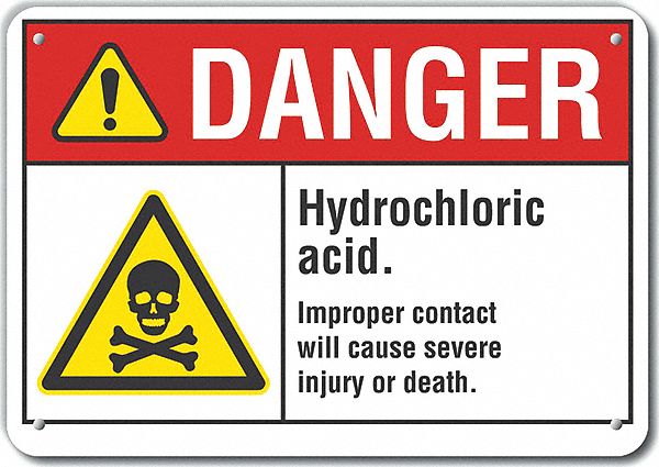 Aluminum HCL Acid Danger Sign 7x10in