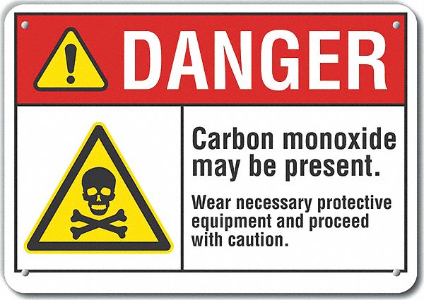 Rflct Carbon Monoxide Dangr Sign 10x14in
