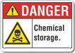 Chemicals Danger Sign 10x14in Plastic