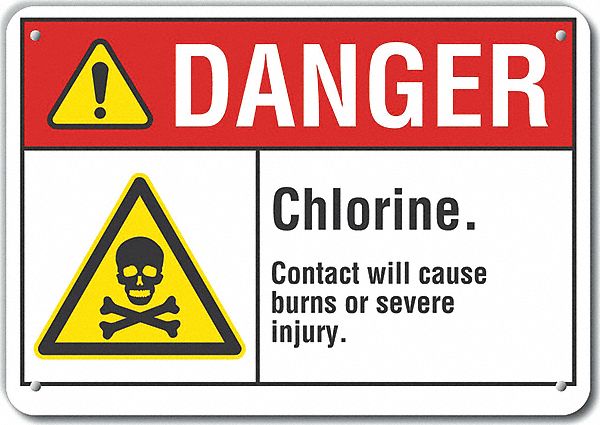 Chlorine Danger Sign 7x10in Plastic