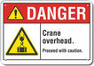 Crane  Hoists Danger Sign 10x14in Plstc