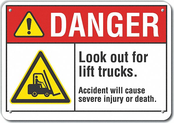 Rflct Lift Trck Trfc Dangr Sign 7x10in