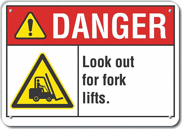 Lift Truck Trfc Danger Sign 10x14in Alum
