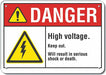 Rflct High Voltage Danger Sign 10x14in
