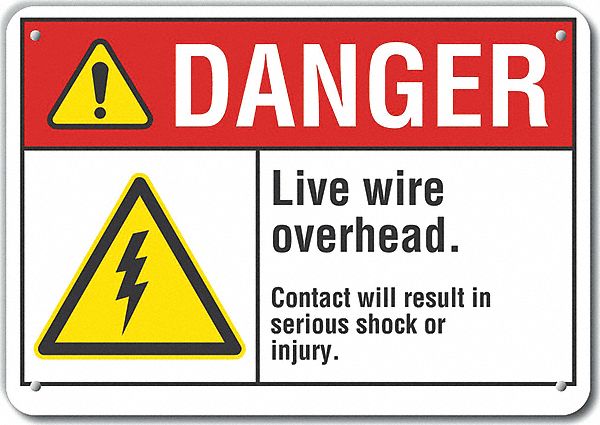 Rflctv Live Wire Dangr Sign 10x14in Alum