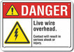 Live Wire Danger Sign 10inx14in Aluminum