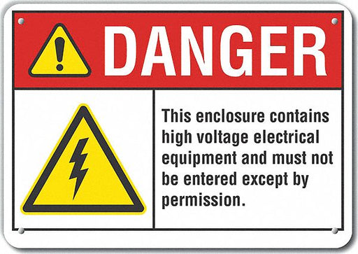 Alum High Voltage Danger Sign 7x10in