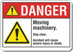 Rflctv Moving Mach Danger Sign 10x14in