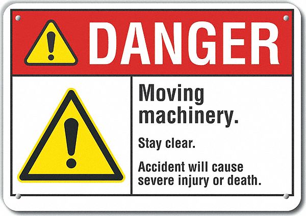 Rflctv Moving Mach Danger Sign 10x14in