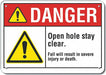 Open Hole Danger Sign 10inx14in Aluminum