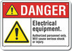Alum Elect Equipment Danger Sign 7x10in