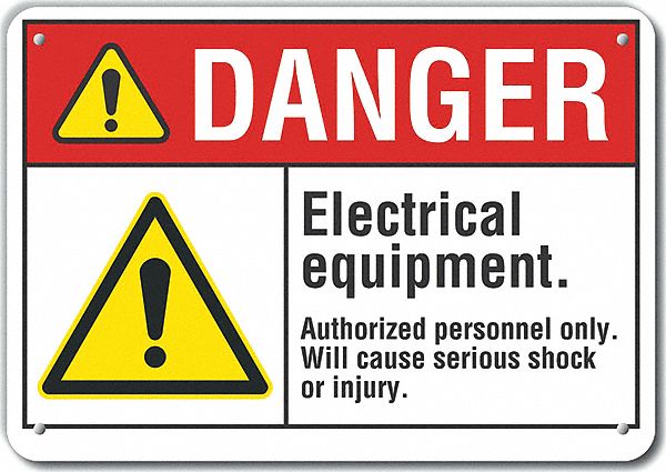 Alum Elect Equipment Danger Sign 10x14in