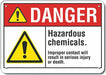 Rflct Hzrdous Chem Danger Sign 10x14in