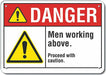 Men Working Danger Sign 10x14in Plastic