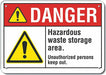 Hazardous Waste Danger Sign 10x14in Alum