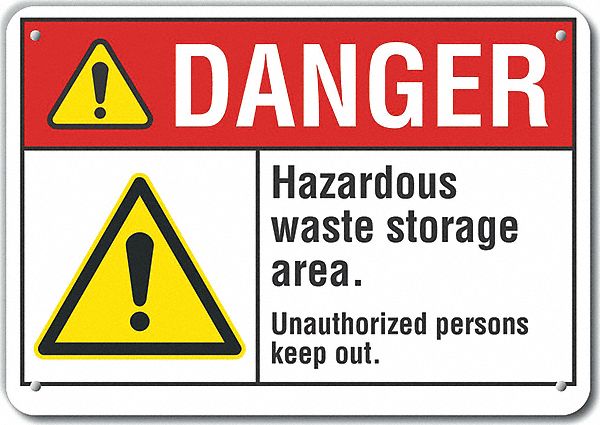 Hzrdous Waste Danger Sign 10x14in Plstc