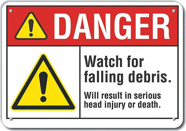 Constrct Area Danger Sign 10x14in Plastc