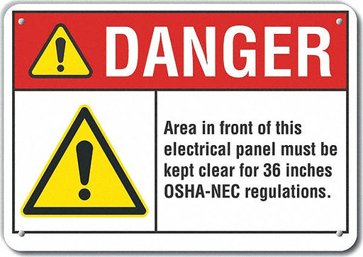Alum Electrical Panel Danger Sign 7x10in