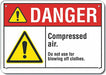 Compres Air Danger Sign 7x10in Plastic