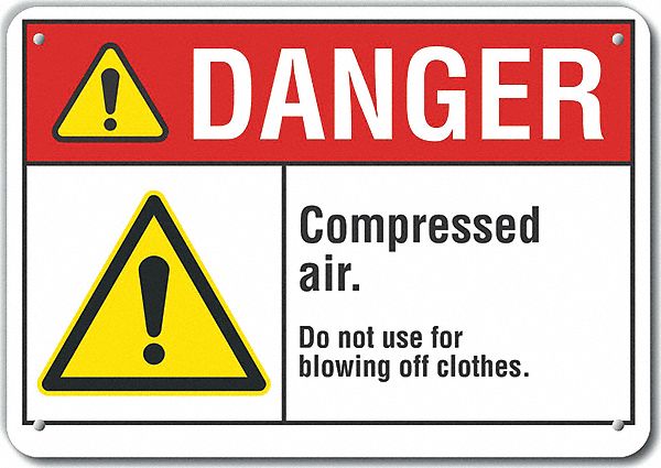 Compres Air Danger Sign 7x10in Plastic