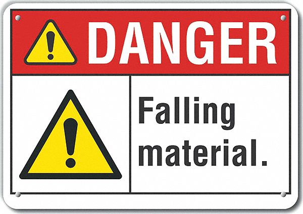 Falling Mtrl Danger Sign 10x14in Plastic