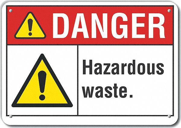 Alum Hazardous Waste Danger Sign 7x10in