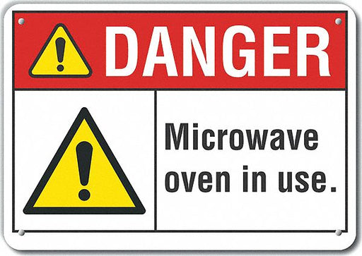 Alum Microwave Danger Sign 10x14in Alum