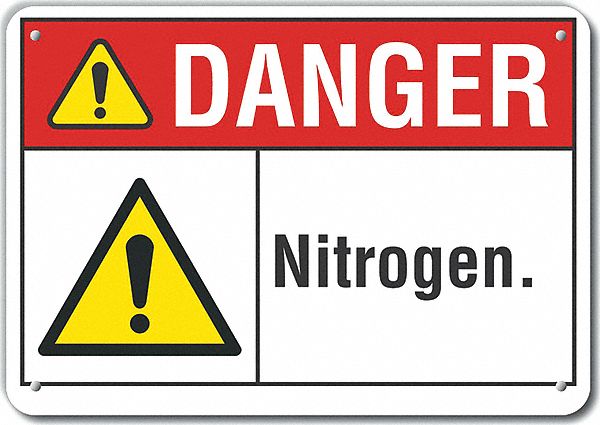 Nitrogen Danger Sign 10x14in Plastic