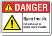 Rflct Open Trench Danger Sign 7x10in