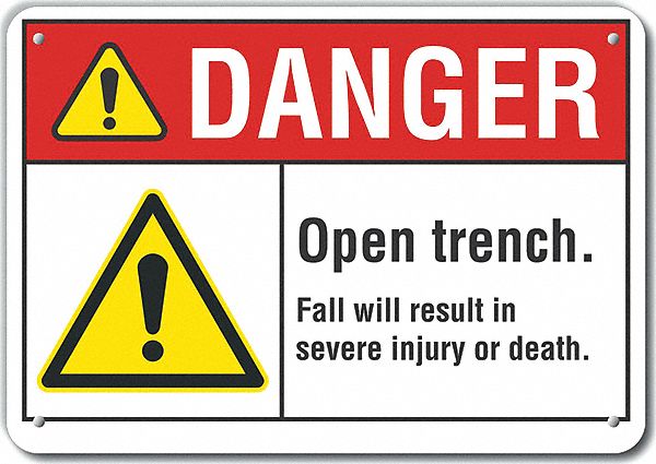 Rflctv Open Trench Danger Sign 10x14in