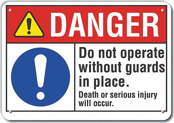 Machine Guards Danger Sign 10x14in Plstc