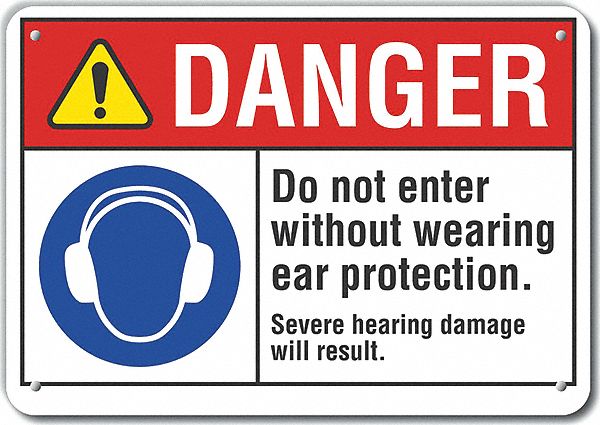 Rflct Ear Danger Sign 7x10in Aluminum