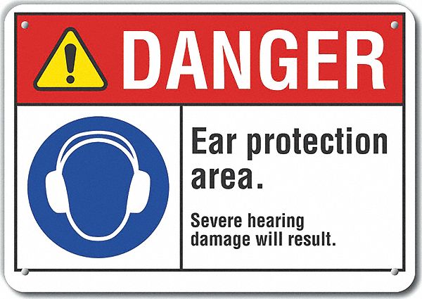 Rflct Hearing Danger Sign 7x10in Alum