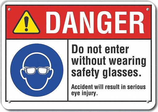 Alum Eye Danger Sign 10x14in Alum