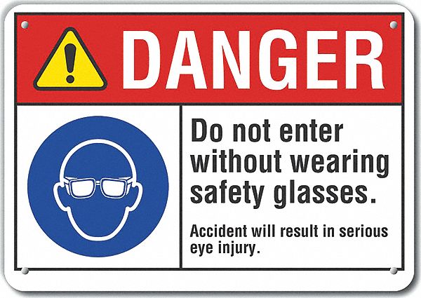 Reflective Eye Danger Sign 10x14in Alum