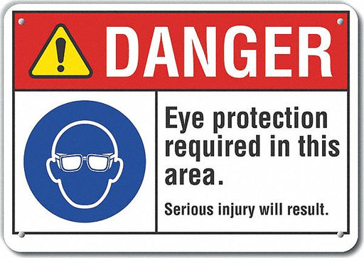 Alum Eye Danger Sign 7x10in Alum
