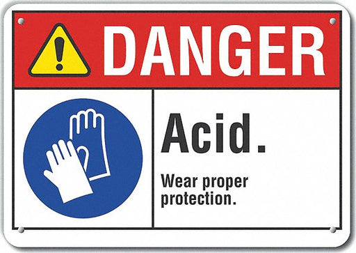 Alum Acid Danger Sign 7x10in Alum