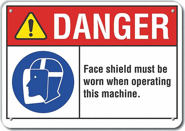 Face Mask Danger Sign 10inx14in Plastic