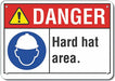 Hard Hat Danger Sign 10inx14in Aluminum