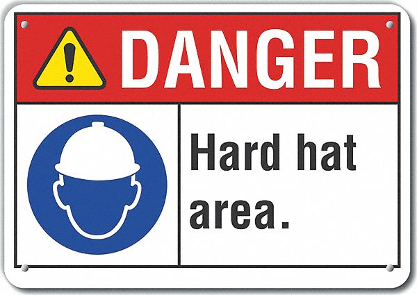 Rflct Hard Hat Danger Sign 7x10in Alum