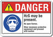Alum H2S Poison Gas Danger Sign 7x10in