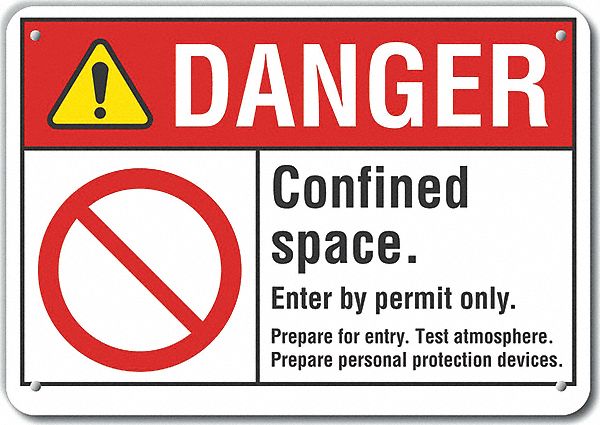 Rflct Confined Space Danger Sign 7x10in